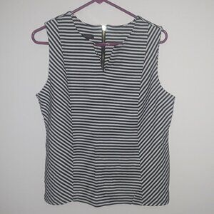 Talbots Ladies Large Black and White Stripes Sleeveless Dress Shirt w/Cutout V